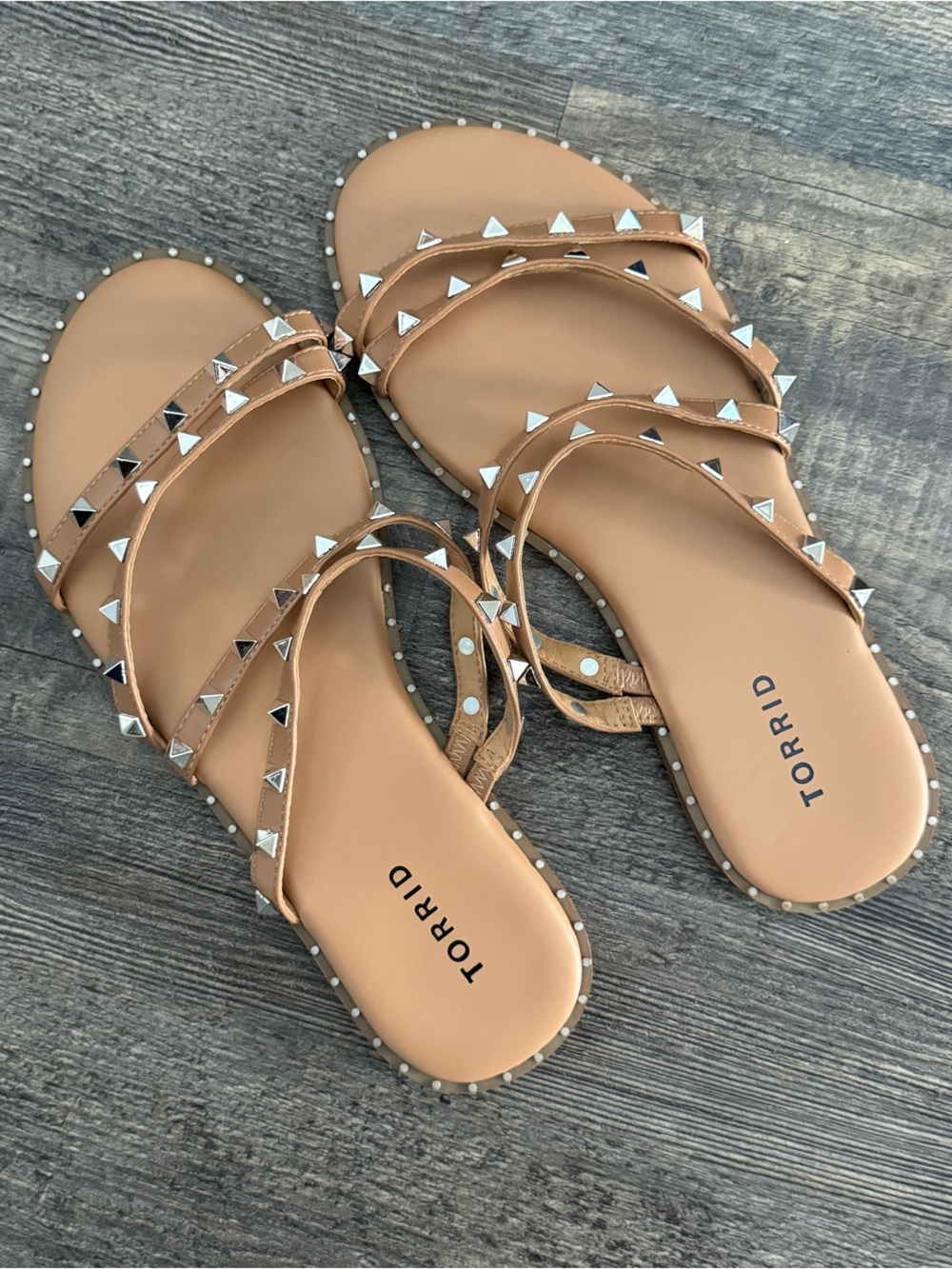 Torrid Tan Studded Strappy Slide Sandals